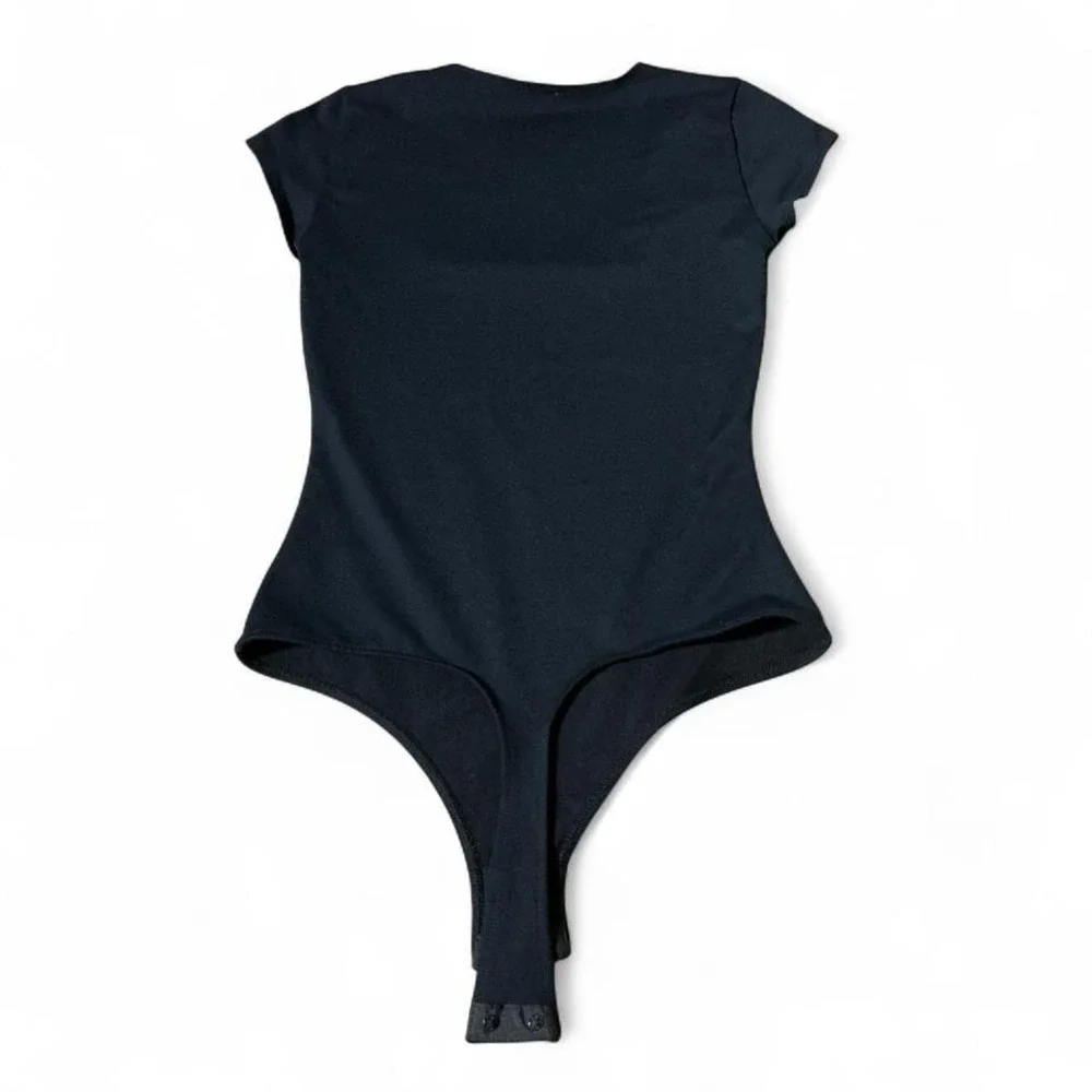 Intimately Free People Black Square Neck Short Sleeve‎ Thong Bodice XS Bodysuit
